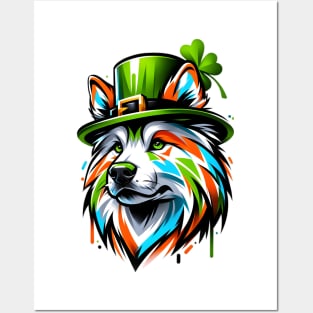 Chinook Dog in Leprechaun Hat for Saint Patrick's Day Posters and Art